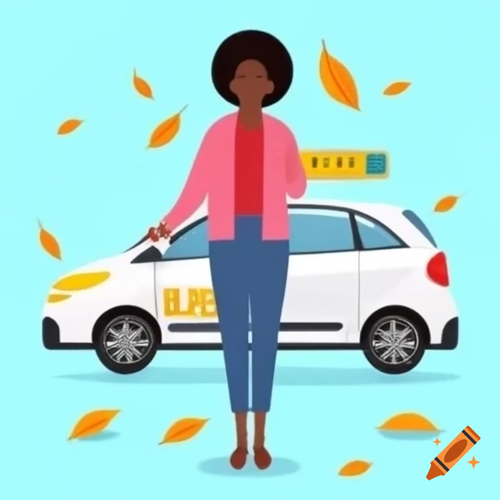 Young Black woman exiting a taxi