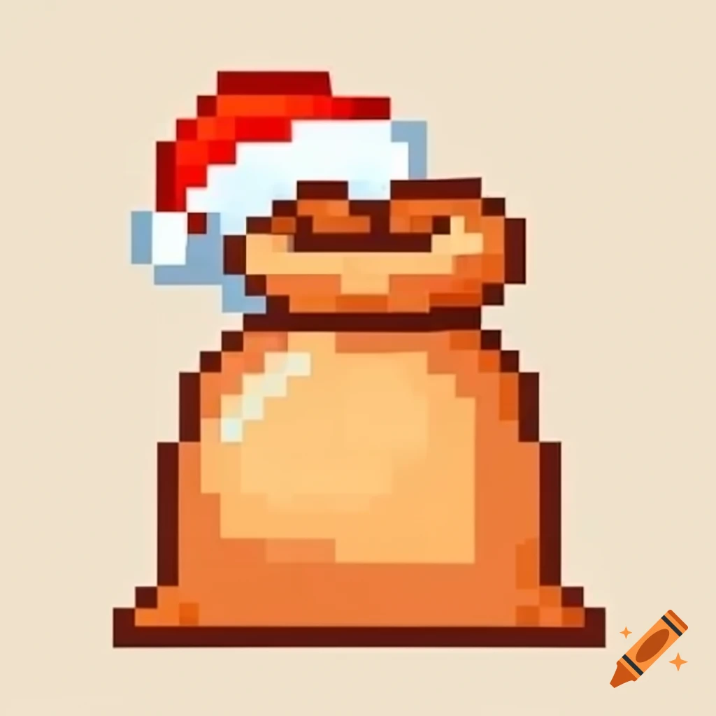Pixel art depiction of a Santa sack