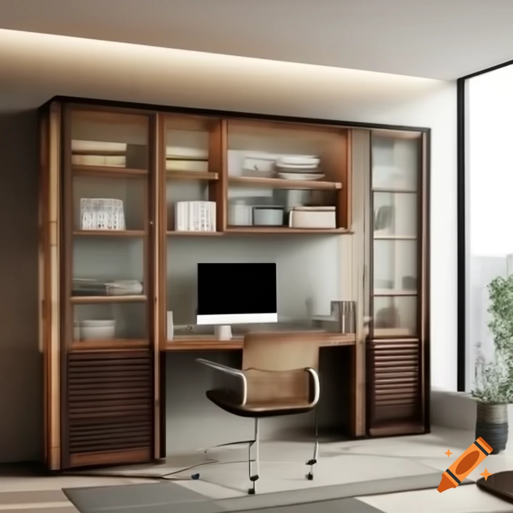 Modern office design with glass walls and polished wood floors