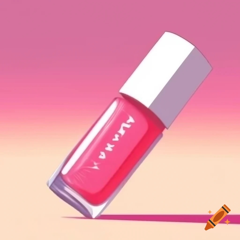 Stylized illustration of cute baby pink lip gloss with sparkling charisma