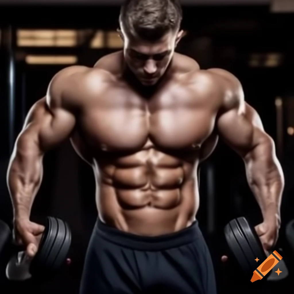 Handsome muscular man showcasing well-defined abs