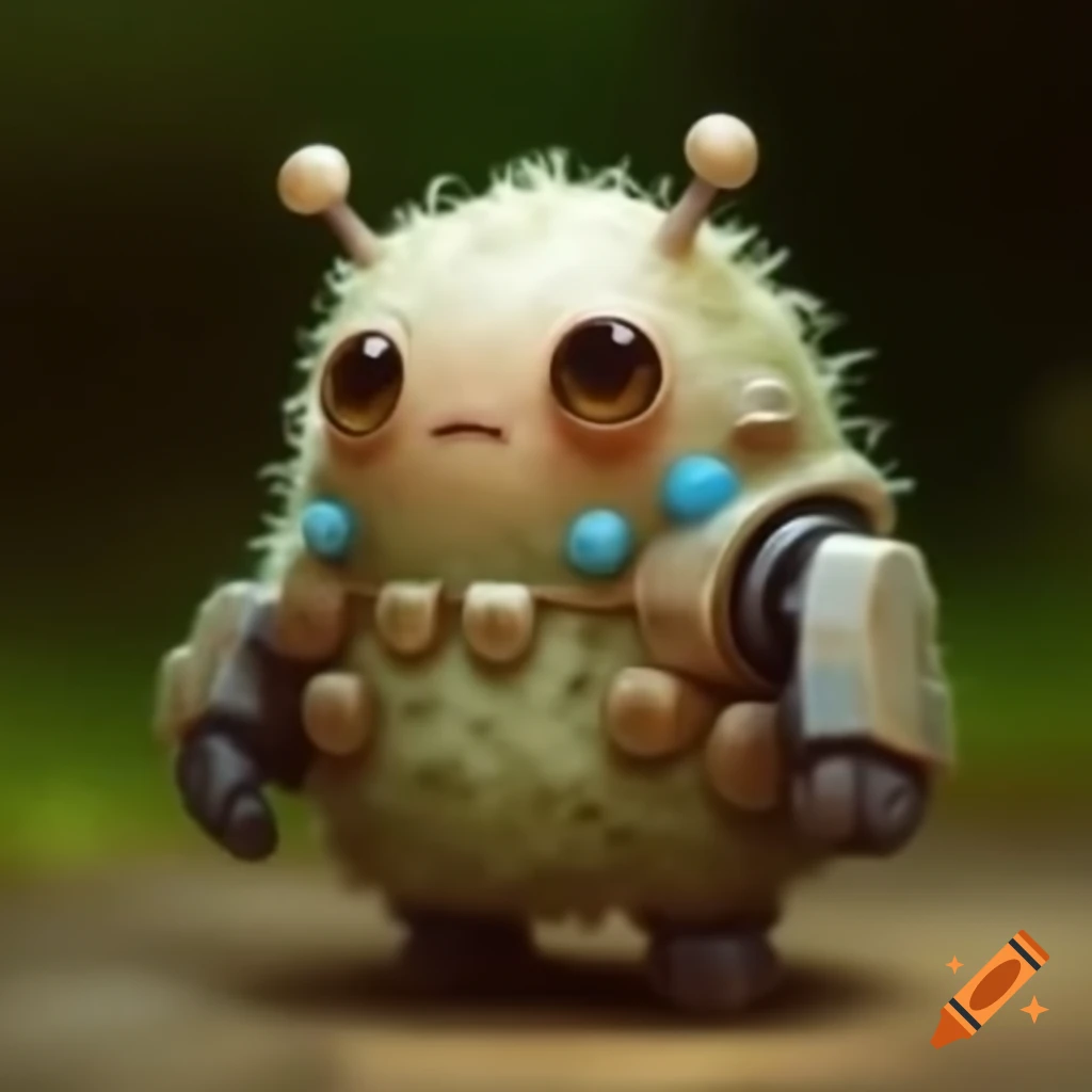 Cute creature featuring a robotic arm