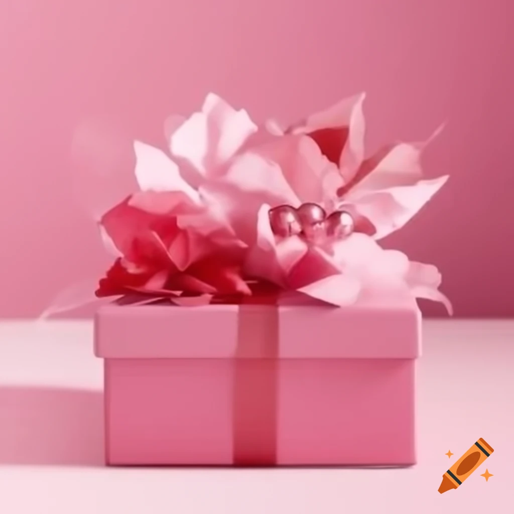 Minimalist 3d Rendering Of Elegant Gift Box With Pink Surface And 