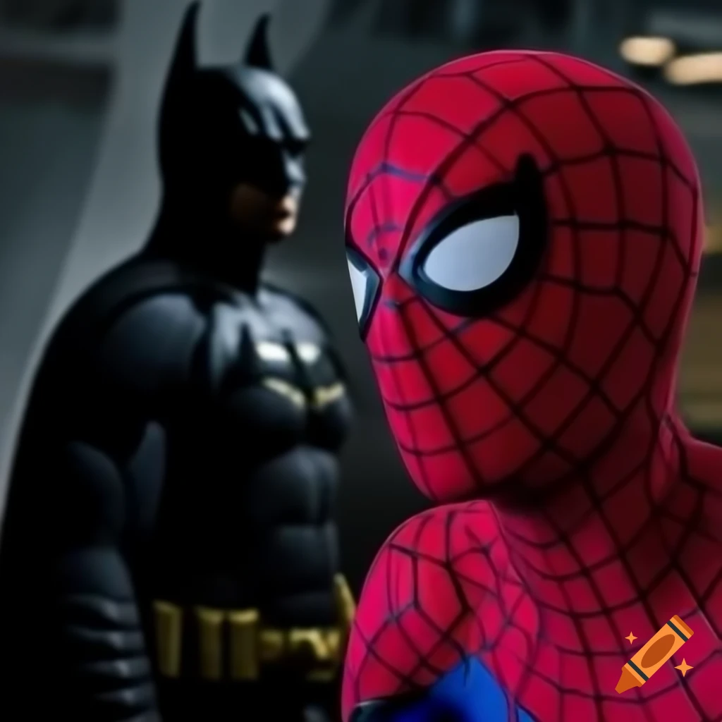 Spider-Man and Batman in a dynamic superhero pose