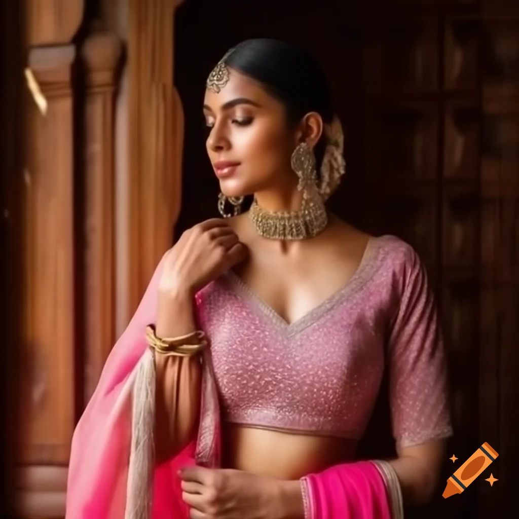 Elegant Indian woman in churidar with intricate embroidery
