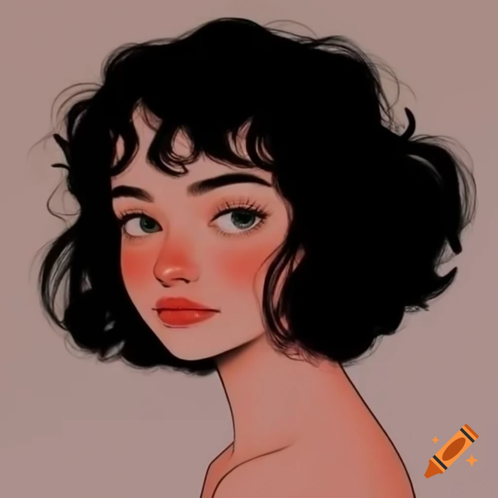 Young brunette woman with curly hair