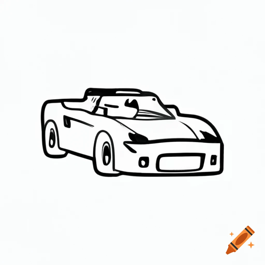 Cartoon illustration of a 2003 Toyota MR2 Spyder with white pencil tracing