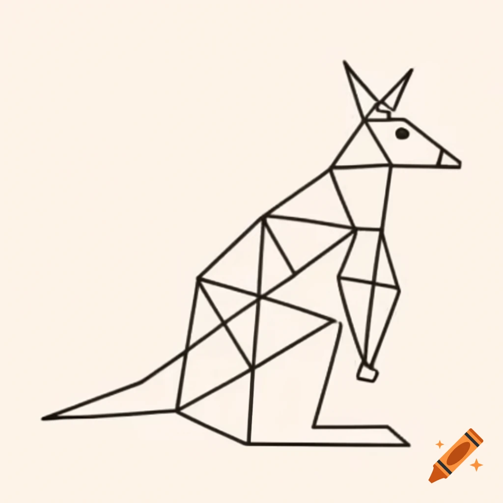 Geometric kangaroo design featuring straight lines and angles