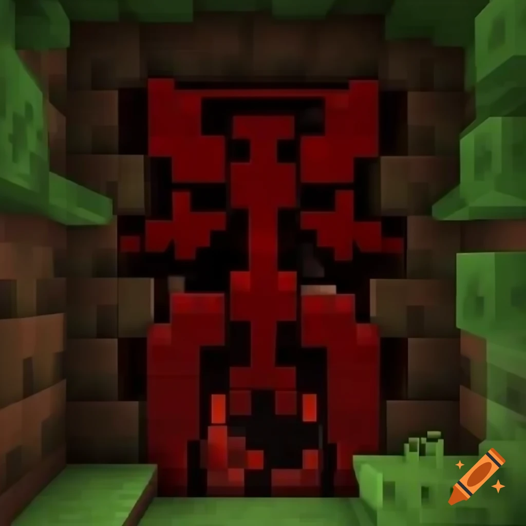 Demonic door design inspired by Fable 3 in Minecraft style, 9 blocks high and 7 blocks wide