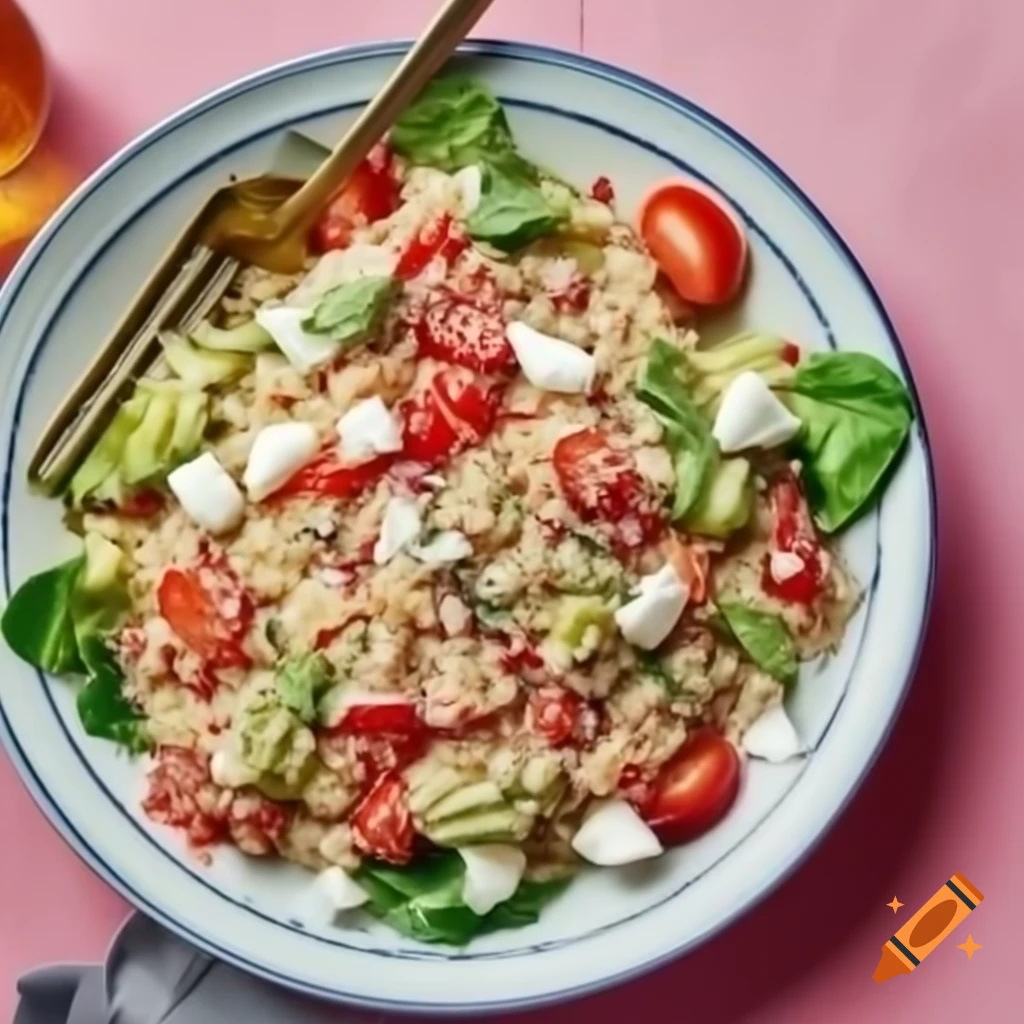 Quinoa salad with fresh cheese and mackerel