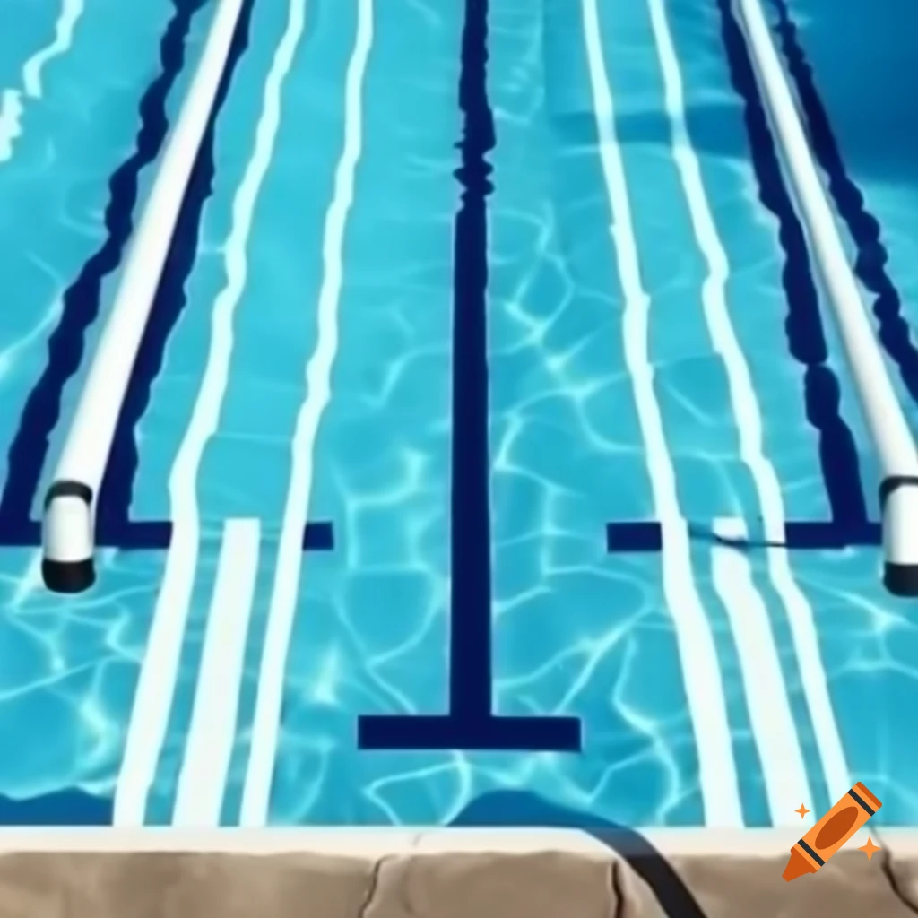 Childlike drawing of an empty pool with lane lines