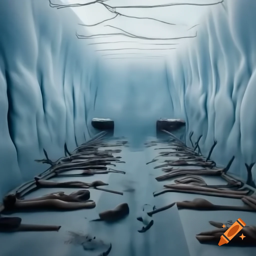Realistic Antarctic research station with grim undertones