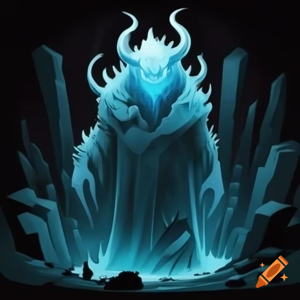 Demonic ice giant in dark medieval fantasy setting