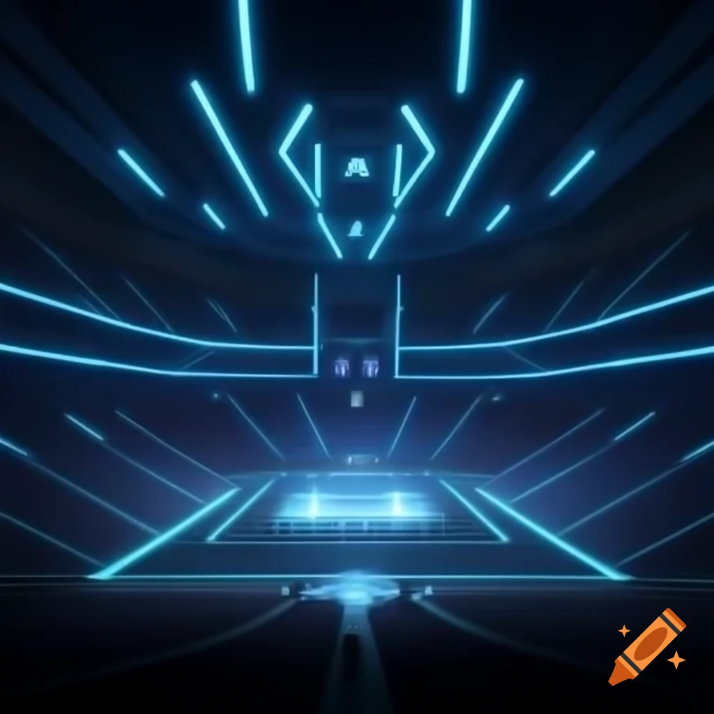 Futuristic digital arena inspired by Tron Legacy