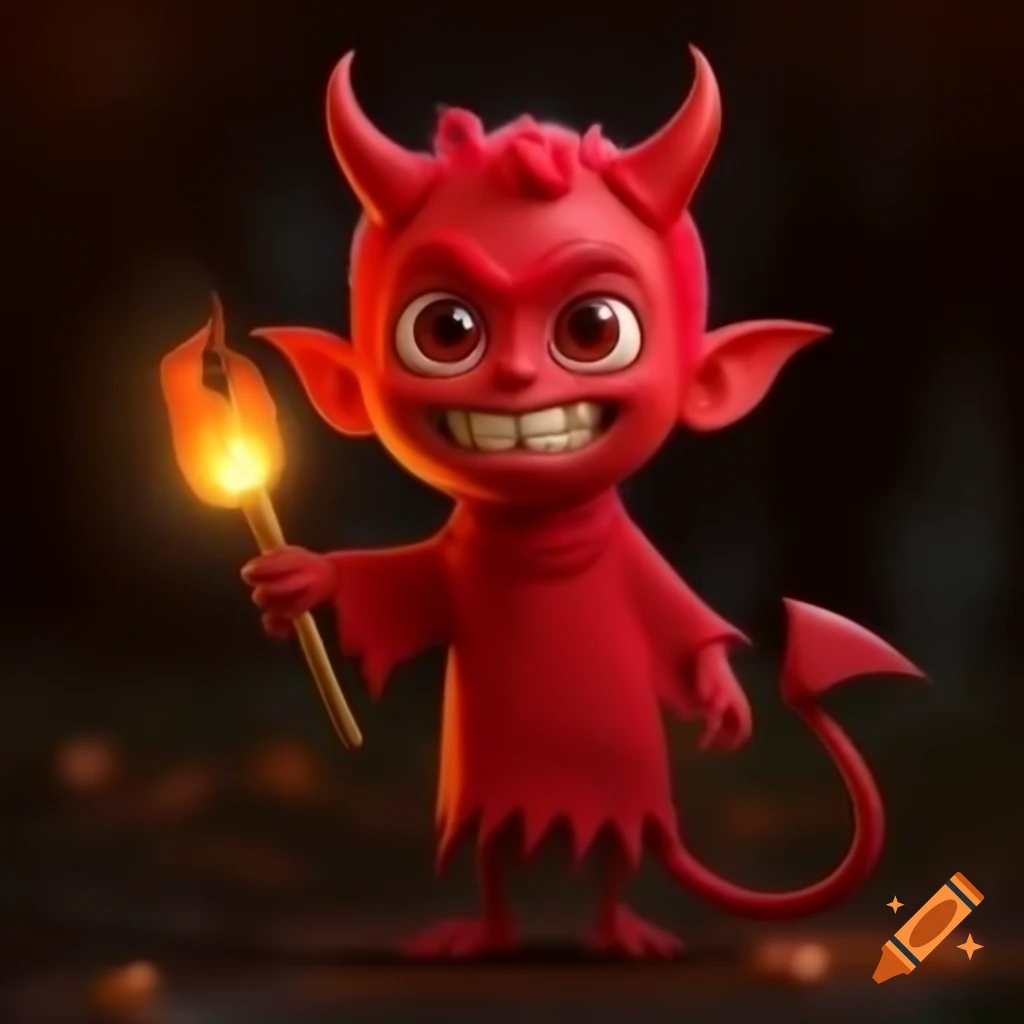Playful depiction of a little devil character