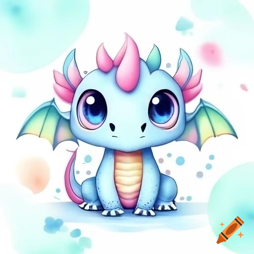 Whimsical pastel-colored dragon with matching background