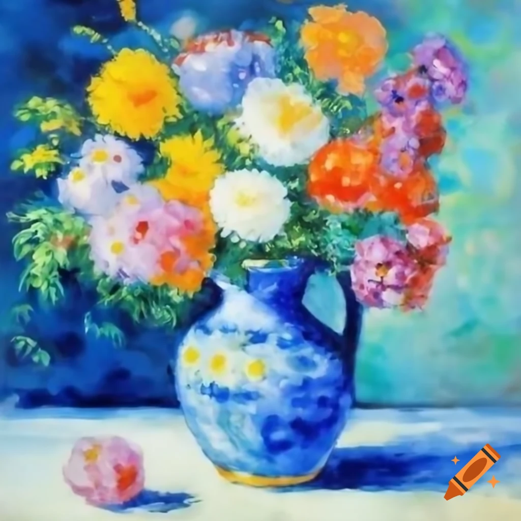 Oil pastel drawing of flowers on craiyon