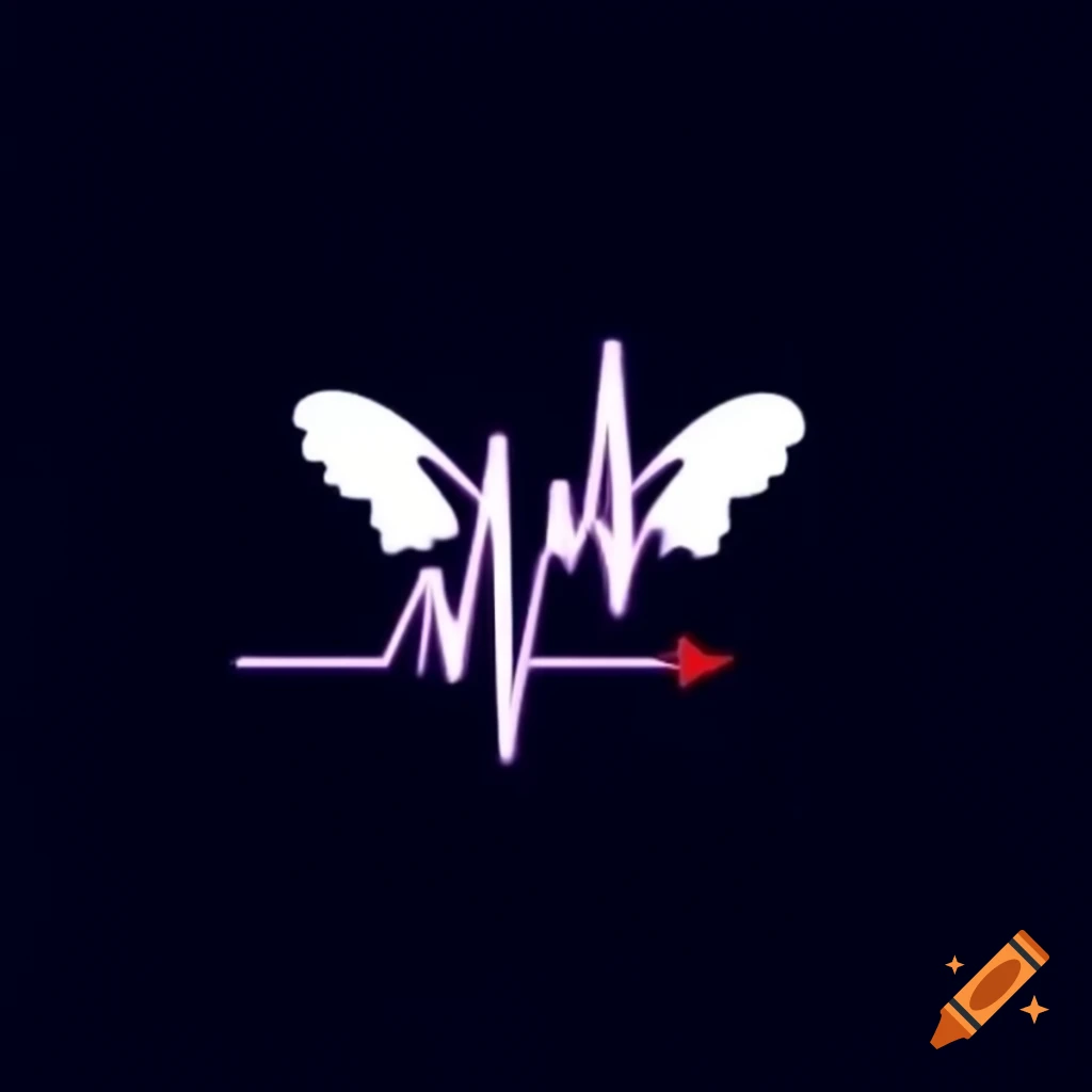Logo design featuring an electrocardiogram line integrated with purple butterfly wings