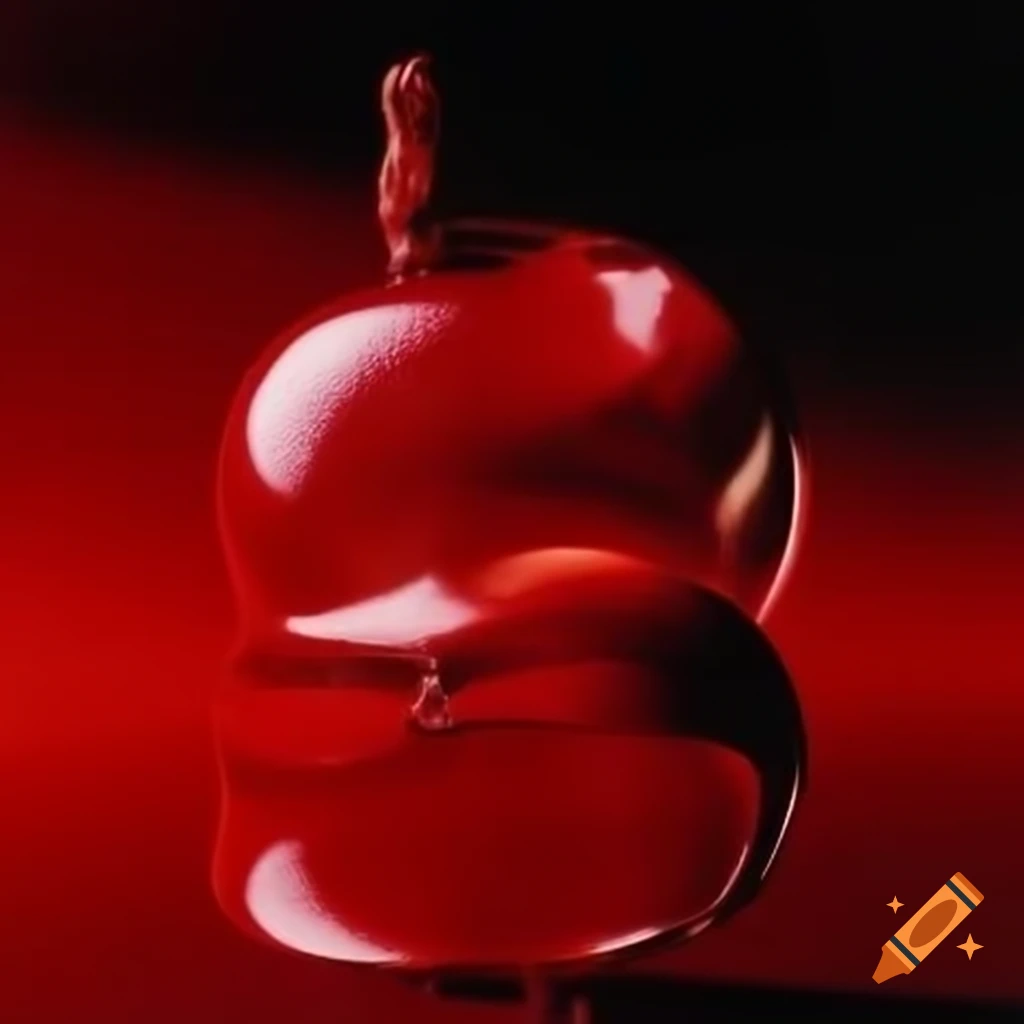 Pop surreal photography featuring a red glass statue