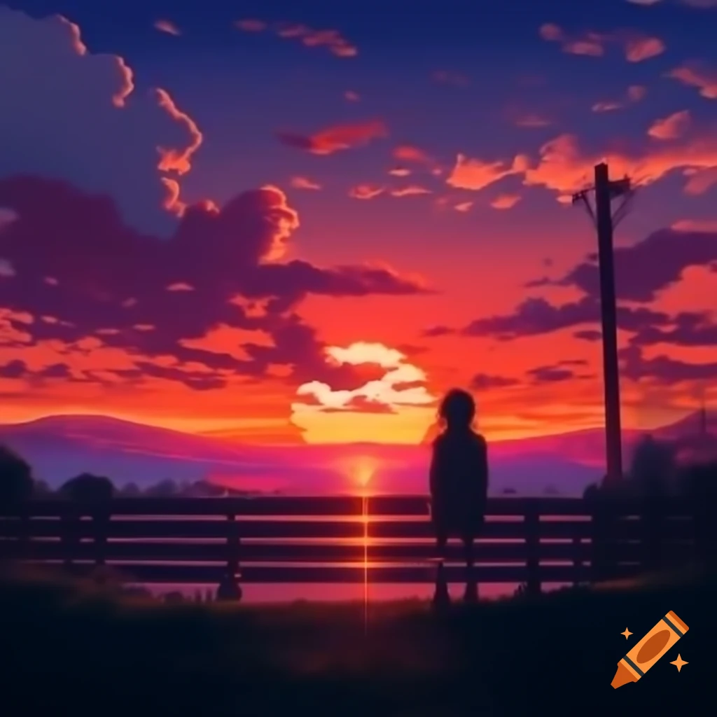 Pixel art representation of a sunset