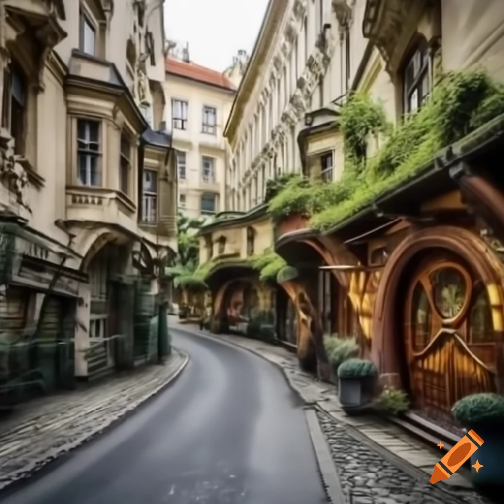 Hobbit house situated on a street in Budapest