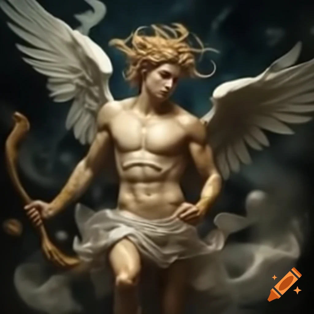 Eros, the Greek god of love, depicted in classical art style