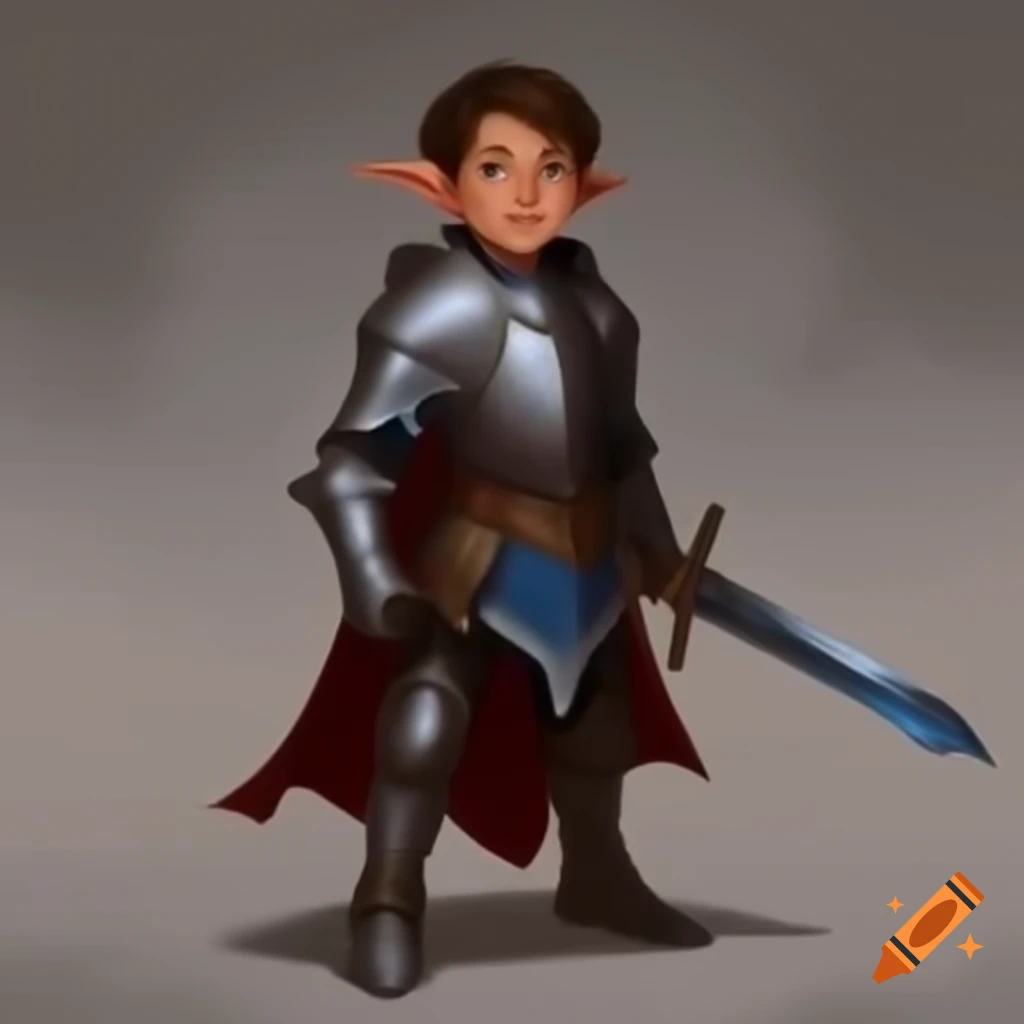 Child elf Paladin holding a short sword