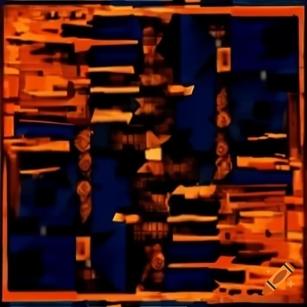 Futuristic album cover with horizontally stacked orange and blue sectors