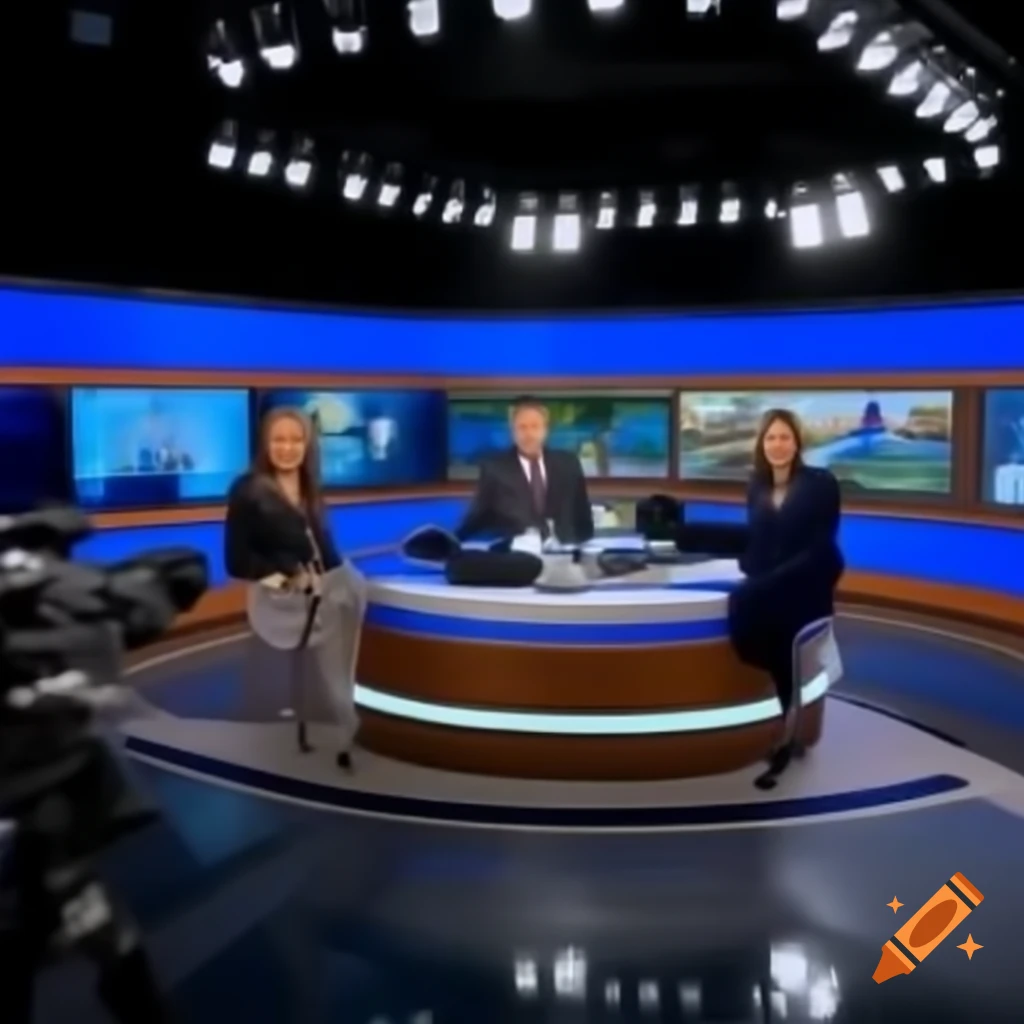 Virtual studio set for health news broadcasting