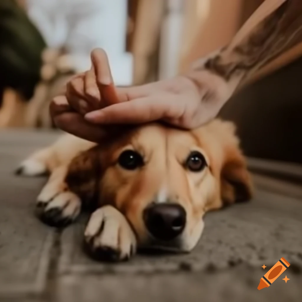 Person standing in front of house watching puppy