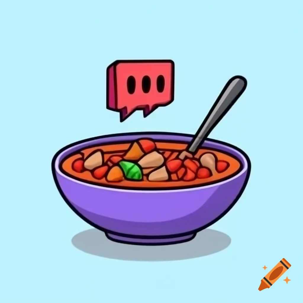 Bowl of beef stew featuring Twitch logo
