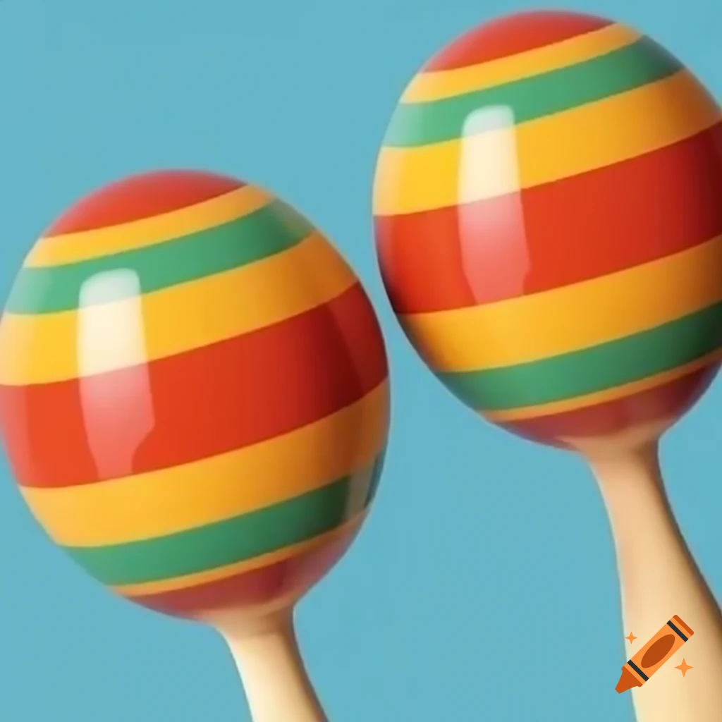 Colorful maracas on a wooden surface
