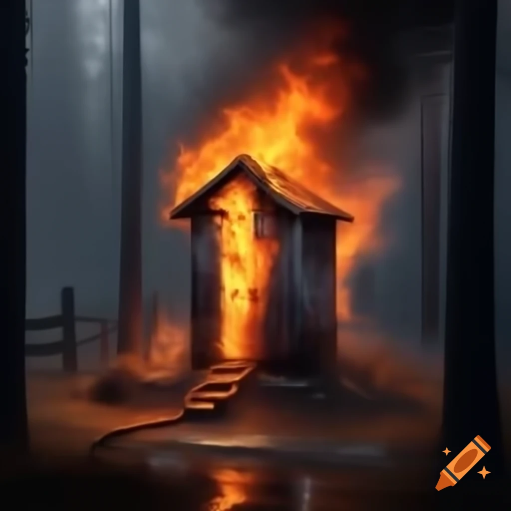 Outhouse engulfed in flames