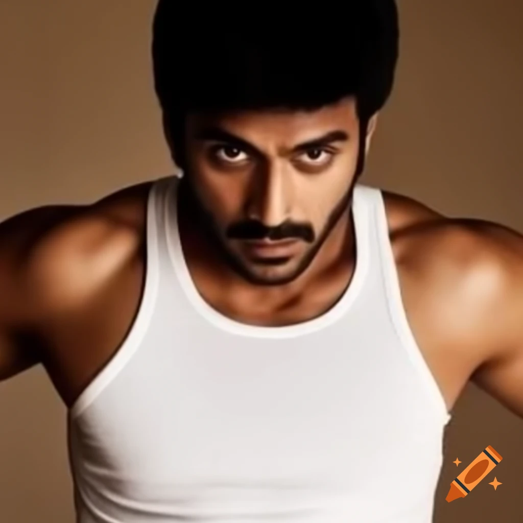 Indian man wearing a tank top under a shirt