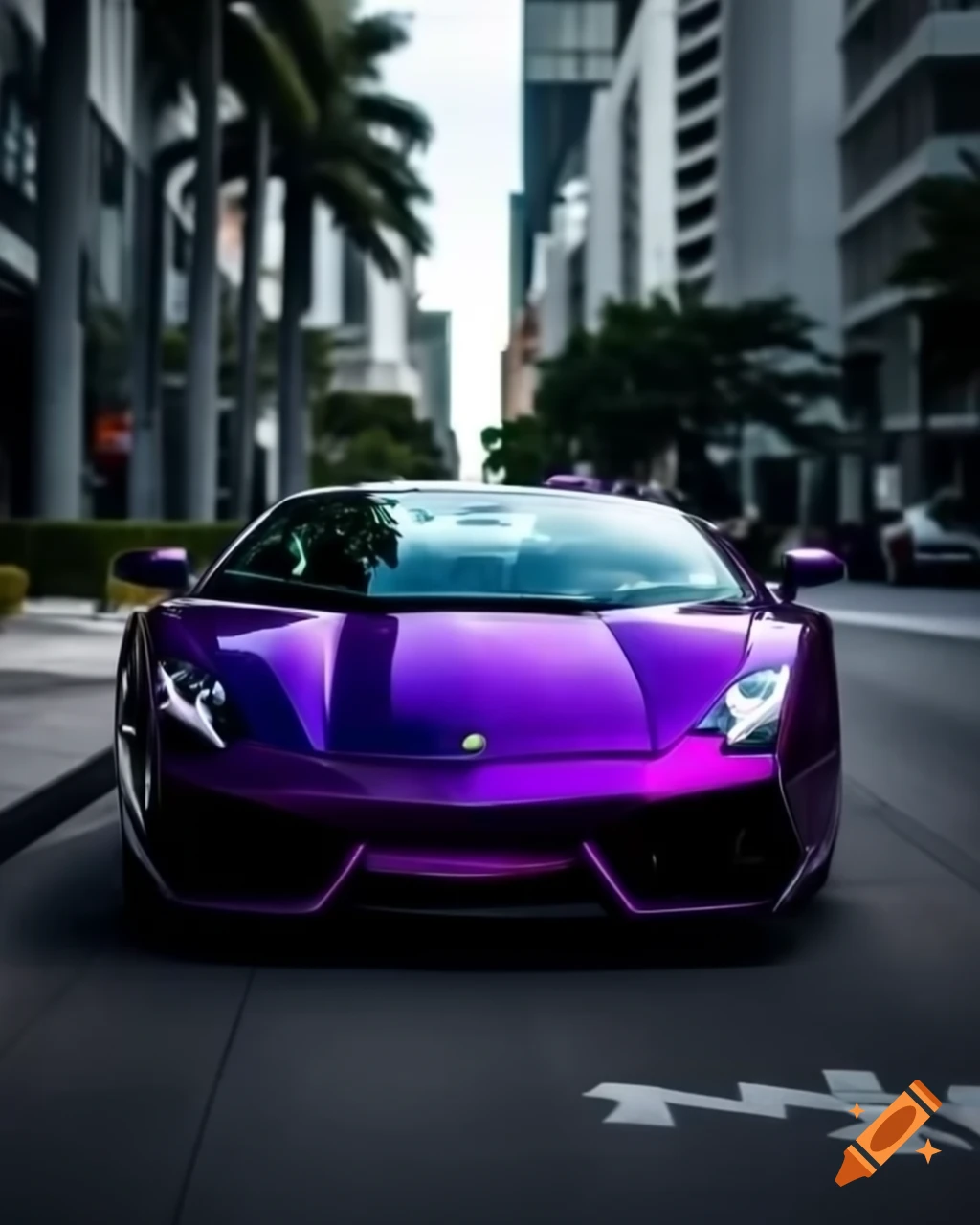 Dark purple Lamborghini Gallardo on Miami street
