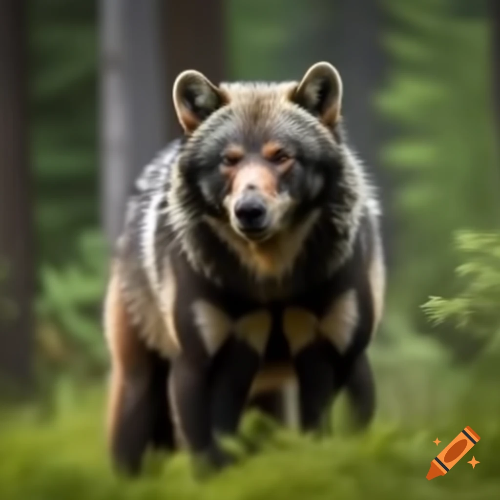 Hybrid creature combining features of bear and wolf