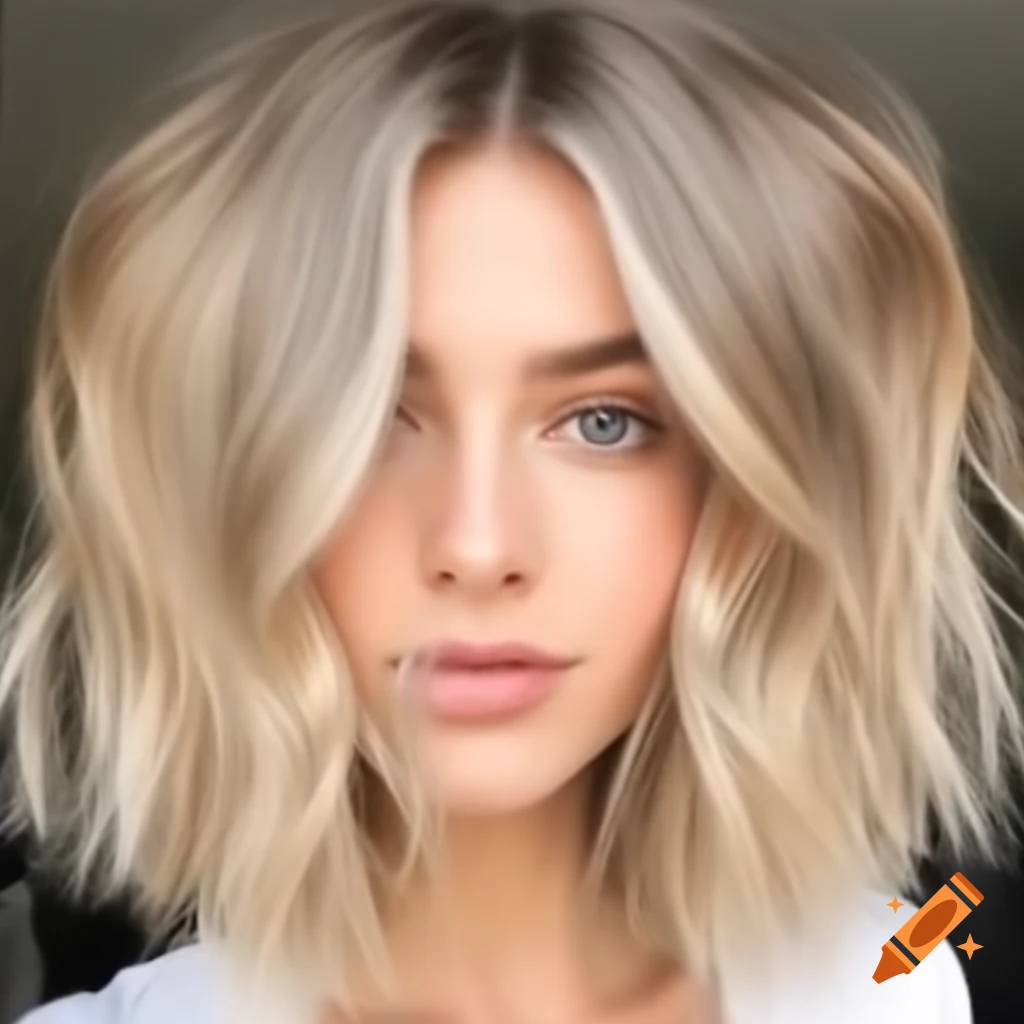 Model showcasing natural blonde hair with extensions in a pink salon