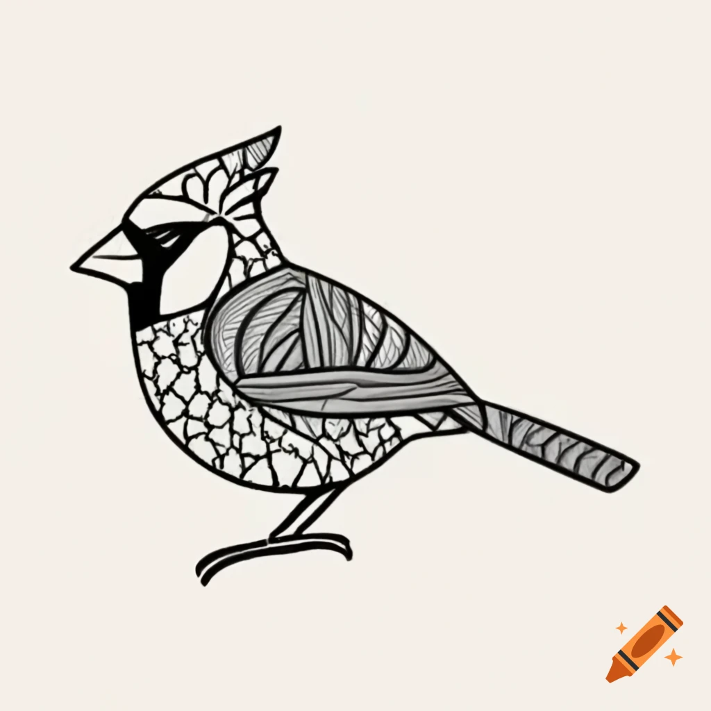 Cardinal illustrated in zentangle art style