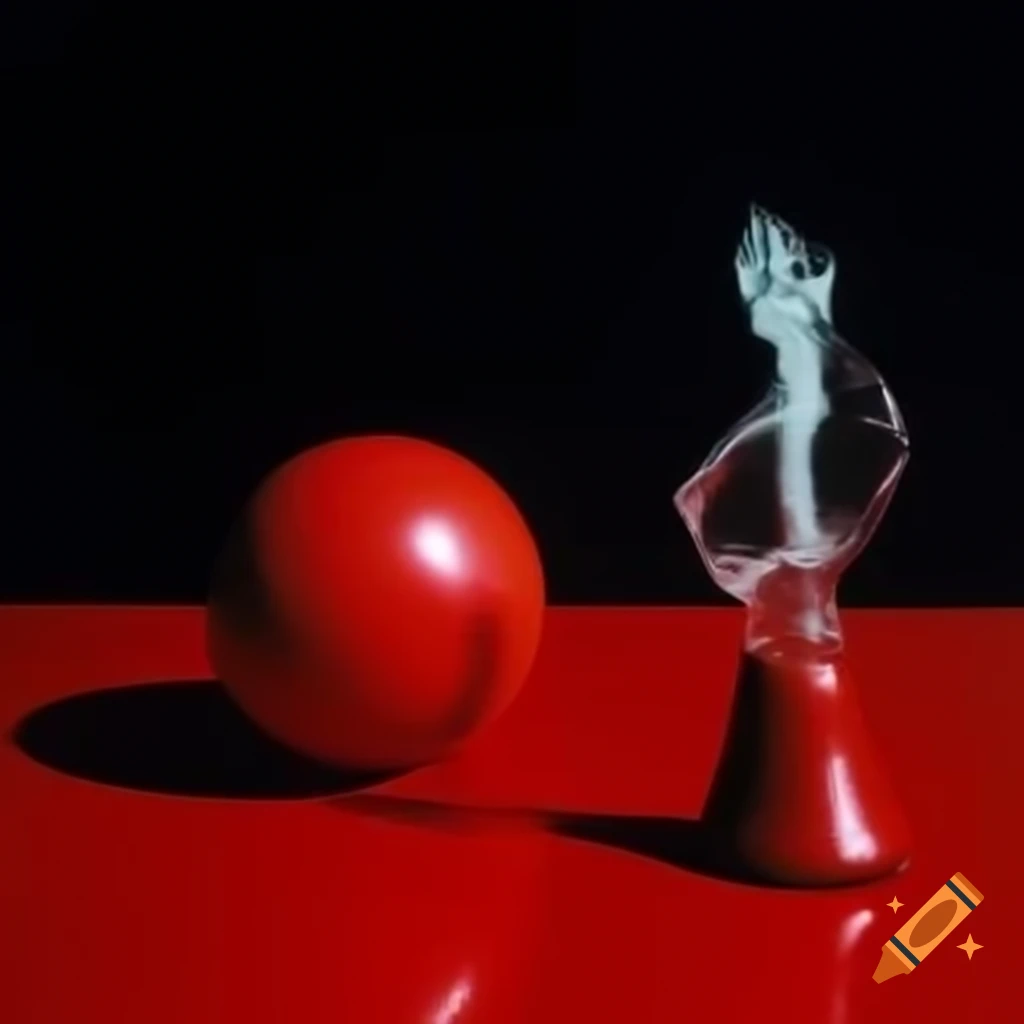 Pop surreal photography featuring red glass statue