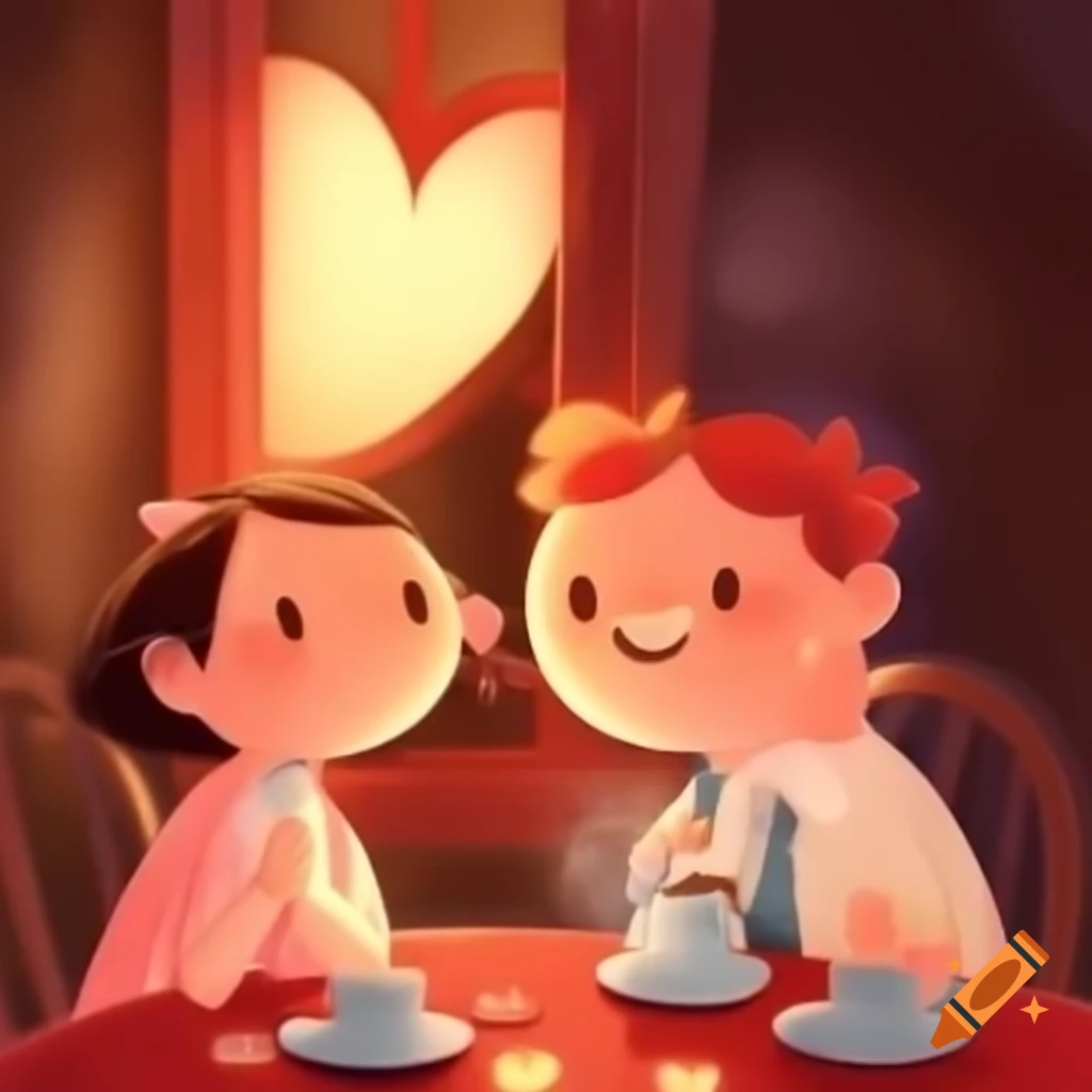 Couple sharing affectionate glances over coffee, symbolizing love
