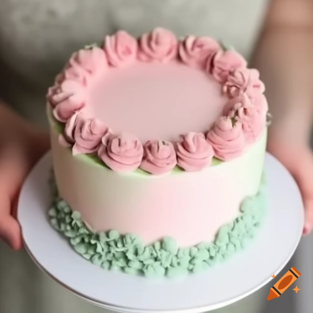 Pastel pink and sage green cake design