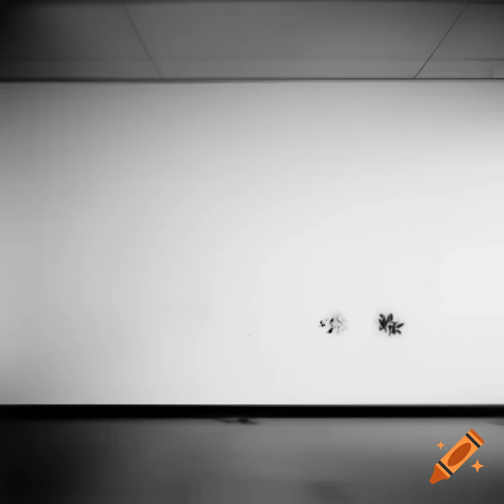Frontal view of empty room with white wall featuring Japanese style flower sketches
