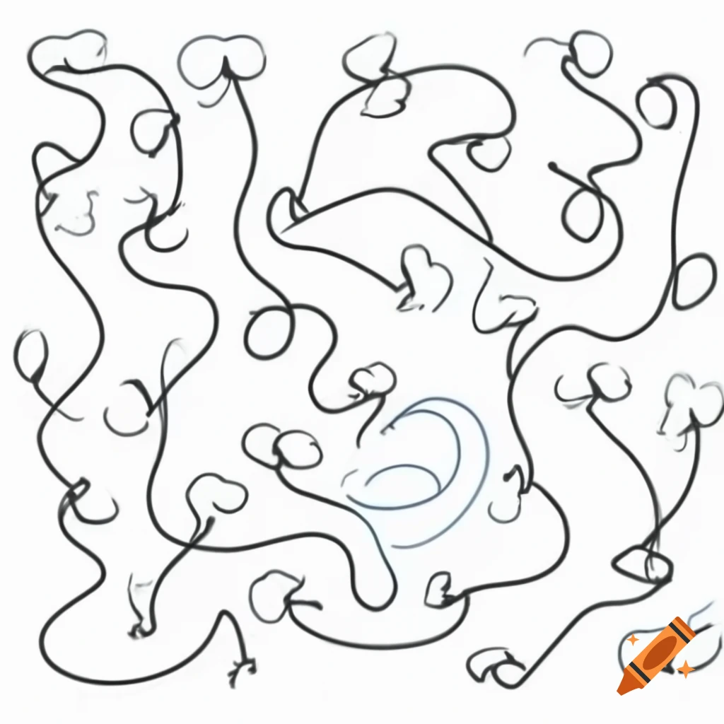 Abstract drawing with flowing lines suggesting organic forms like leaves or tendrils