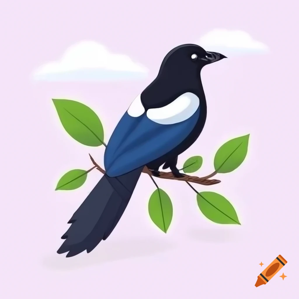 Cartoon-style magpie illustration