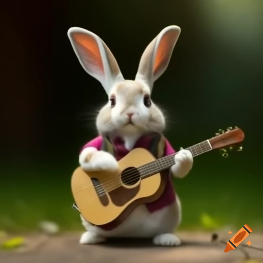 Rabbit playing a musical instrument
