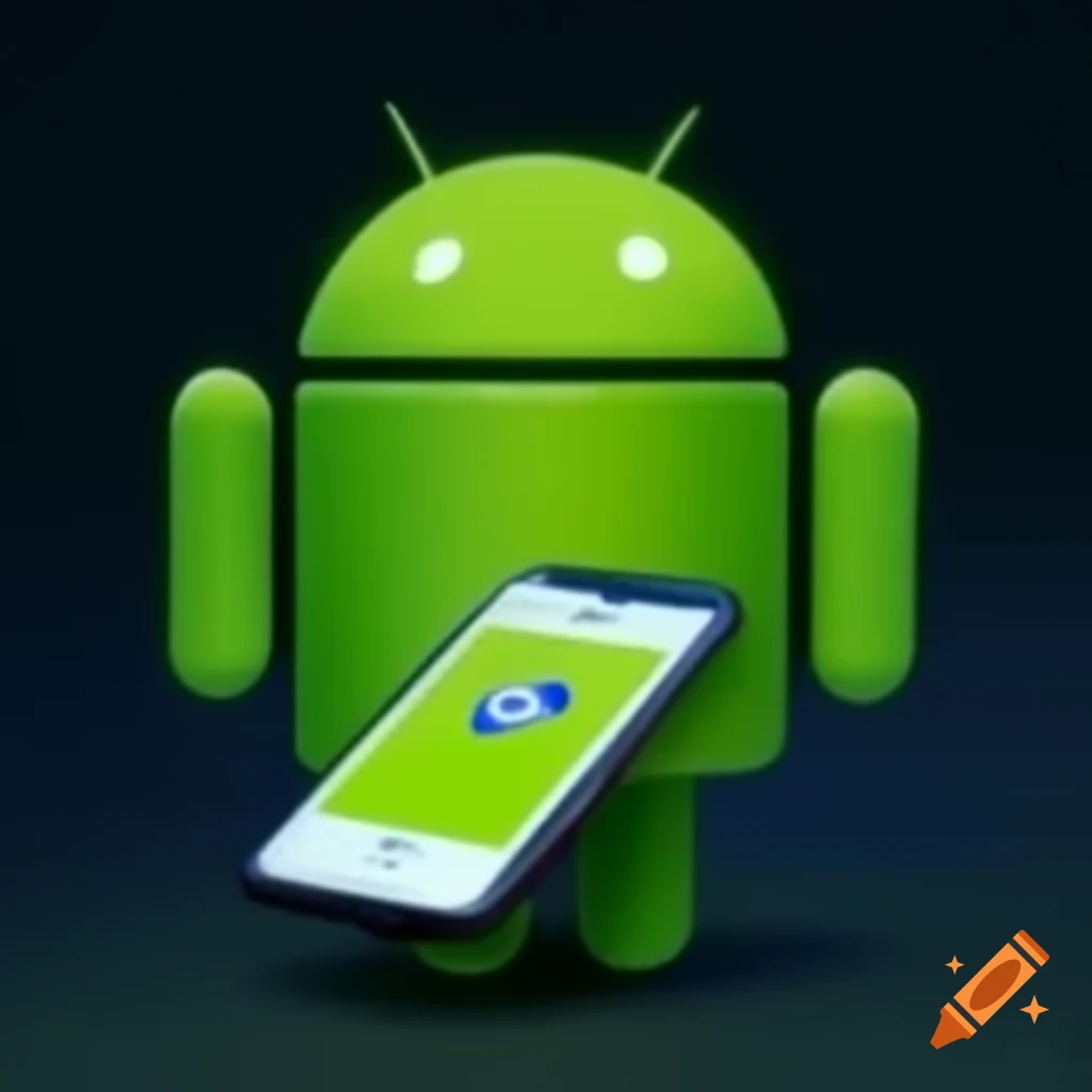 Android operating an android smartphone on craiyon