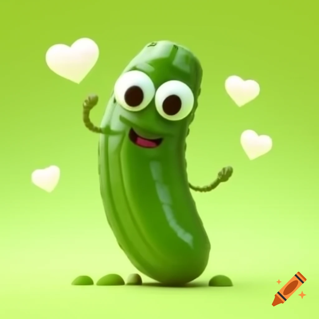 Funny cartoon pickle with tiny bumps in high-definition
