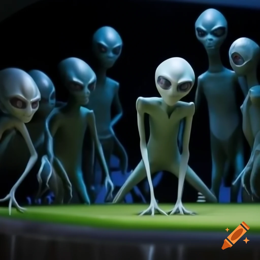 Group of aliens enjoying drinks on a golf course, detailed and realistic