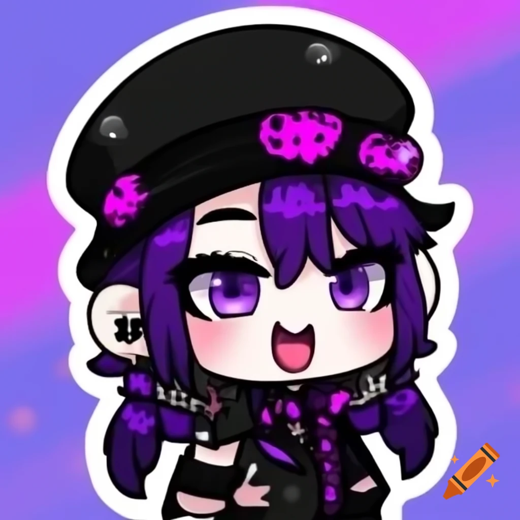 Goth VTuber character in original cartoon style