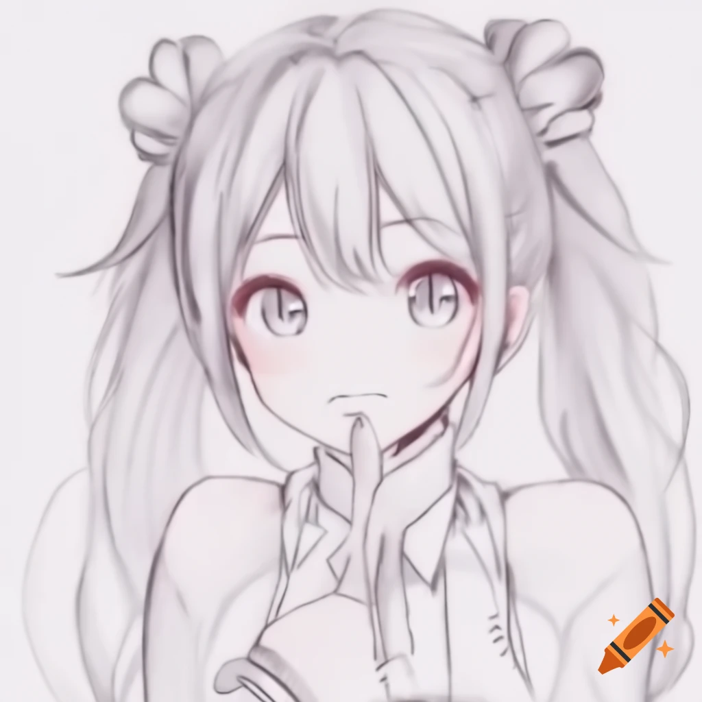 Sketch of an anime girl with a ponytail